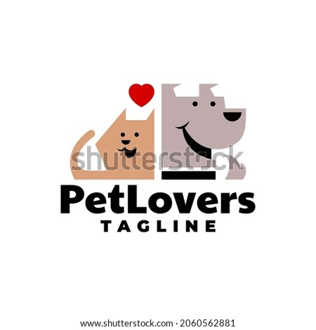 illustration of a cute dog and cat, good for any business logo related to dog, cat or pet.