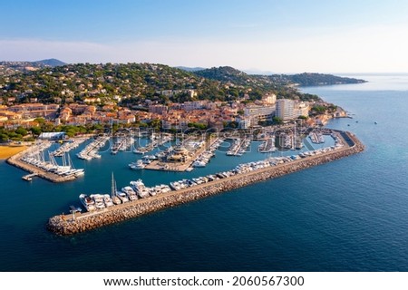 Aerial view of the small seaside town of Sainte-Maxime, located in the south-east of France on the Cote d'Azur Royalty-Free Stock Photo #2060567300