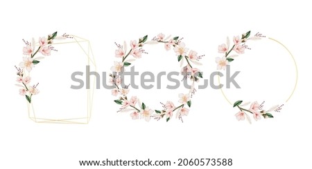 Floral Frame wreaths. Set of frame watercolor flowers. Watercolor colorful bouquet alstroemeria flower. Floral botanical flower. for graphic designer decorate, product design and card Royalty-Free Stock Photo #2060573588