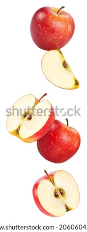Fresh red apple isolated on white background. Ripe natural red apple clipping path.