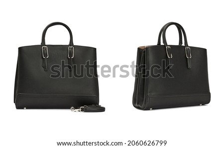Black leather women's bag on isolated background Royalty-Free Stock Photo #2060626799