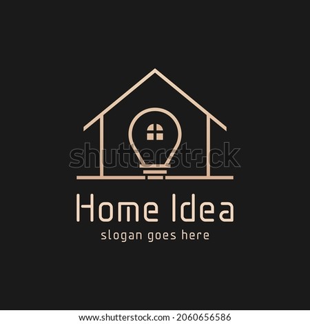 Home decor logo vector with light bulb sign. interior logo sign template with simple linear style.