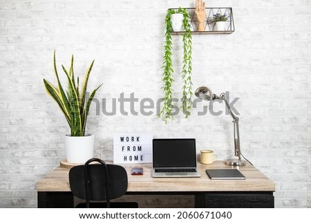 Work space at home. Home office and telecommuting concept