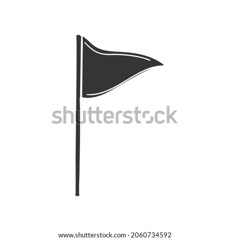 Flag Triangle Icon Silhouette Illustration. Pointer Map Vector Graphic Pictogram Symbol Clip Art. Doodle Sketch Black Sign.