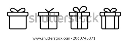 Set of Christmas gifts icons in line style, web icons