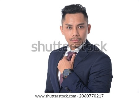 Businessman Business person.
 ,Portrait businessman in suit standing isolated on white background,

