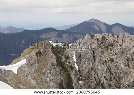View from Kreuzeck mountain to Bavarian Alps, Upper Bavaria, Germany	 Royalty-Free Stock Photo #2060795645