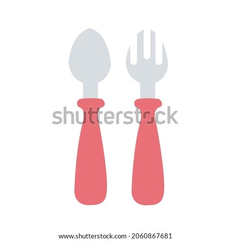 Bright colored cartoon cutlery on a white background