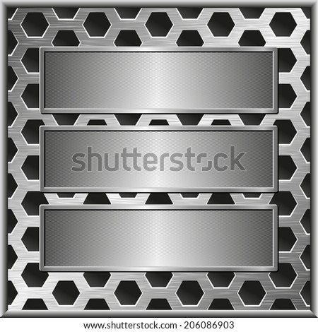 metal background  with three banners