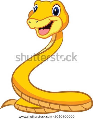 Yellow snake cartoon vector art and illustration