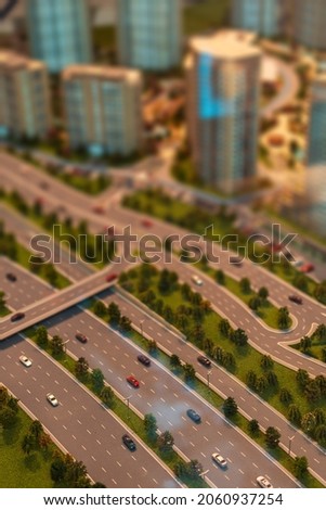 Top view of the cityscape. Skyscrapers, rooftops, streets and roads of Istanbul city.