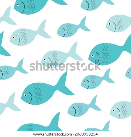 pattern with fishes on a light background. 