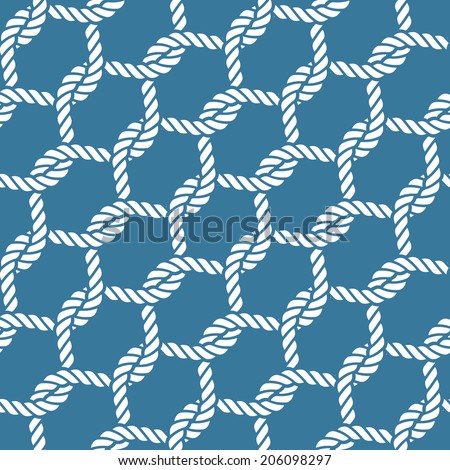 Seamless nautical rope knot pattern, fishing net