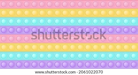 Pop it background a fashionable silicon toy for fidgets. Addictive anti-stress toy in pastel colors. Bubble sensory developing popit for kids fingers. Vector illustration in rectangle format suitable Royalty-Free Stock Photo #2061022070