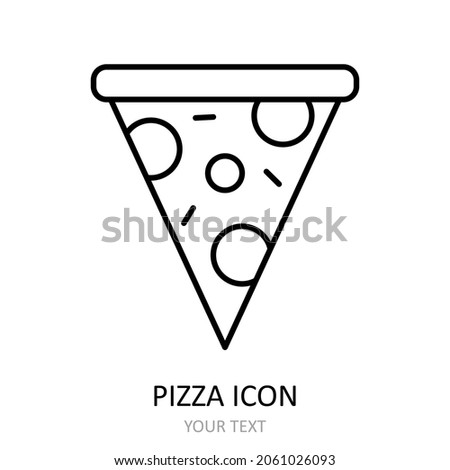 Vector illustration with pizza icon. Outline drawing.