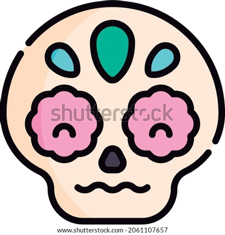 Day of the dead simple colored skull pretty sticker