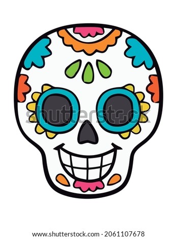 Day of the dead skull to decorate color nice sticker