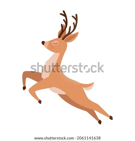 nice brown reindeer over white Royalty-Free Stock Photo #2061141638