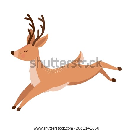 beautiful reindeer icon over white Royalty-Free Stock Photo #2061141650