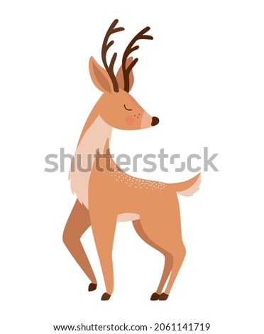brown reindeer illustration over white Royalty-Free Stock Photo #2061141719