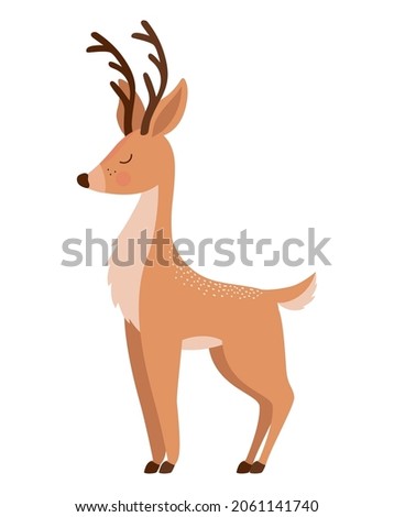 brown reindeer design over white Royalty-Free Stock Photo #2061141740