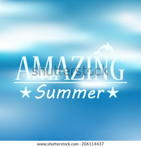 Vector hipster, retro, abstract, colorful, blurred, defocused summer background with text