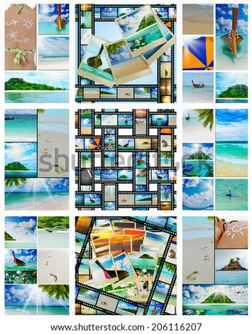 Collage  with beautiful holiday pictures of tropical beach