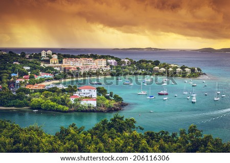 St. John, US Virgin Island at Cruz Bay. Royalty-Free Stock Photo #206116306