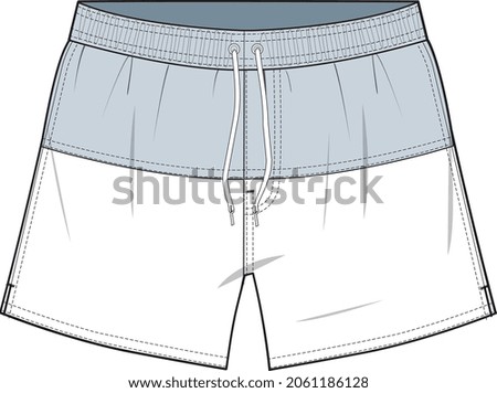 MAN AND BOYS SWIM SHORTS  KNICKER BEACH AND CASUAL WEAR VECTOR ILLUSTRATION SKETCH Royalty-Free Stock Photo #2061186128
