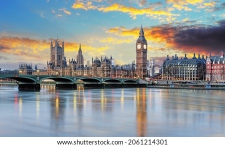 London at sunset in UK Royalty-Free Stock Photo #2061214301