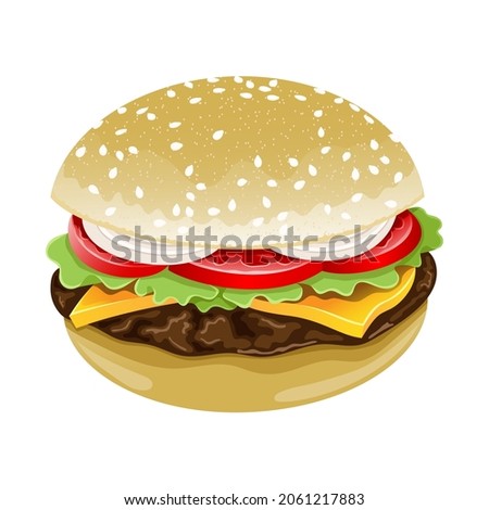 Illustration of an appetizing hamburger or fast food on a white background.