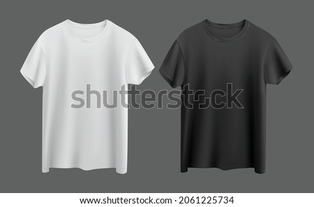 white and black t-shirts isolated on gray background front view vector mock up