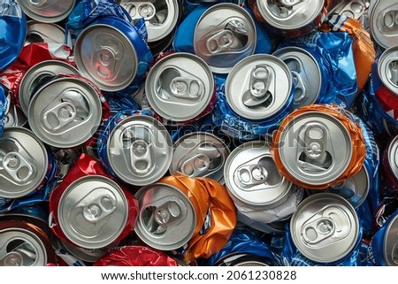 recycle aluminum metal crushed can waste background Royalty-Free Stock Photo #2061230828
