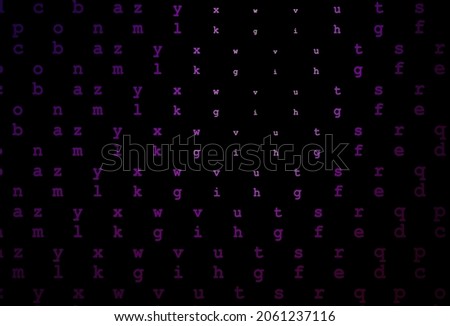 Dark purple vector layout with latin alphabet. Shining colorful illustration with isolated letters. Best design for your ad, poster, banner of college.