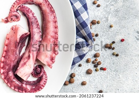 octopus food in plate second course seafood fresh meal snack on the table copy space food background rustic 