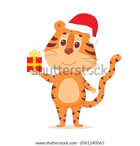 Cartoon chinese tiger. Vector illustration isolated on white background