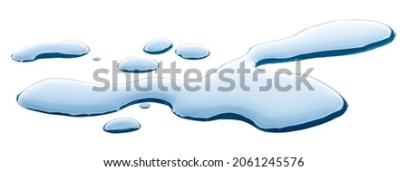 spill water drop on the floor isolated with clipping path on white background. 