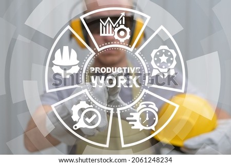 Industry concept of productive work. Industrial worker enhance productivity and efficiency.