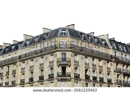 Houses in Paris (France) isolated on white background