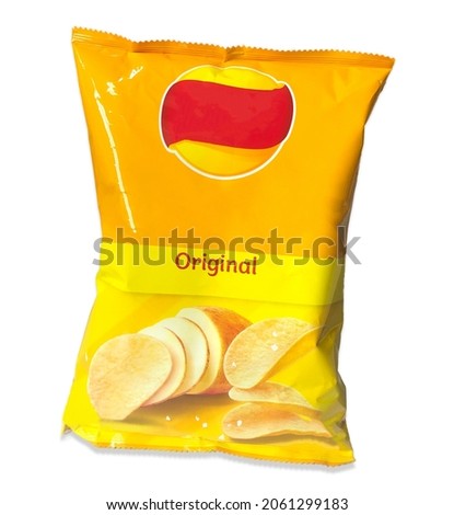 potato sachet yellow isolated on white background Royalty-Free Stock Photo #2061299183