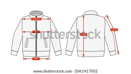 Clothing size chart vector illustration (Varsity jacket, Jursey )