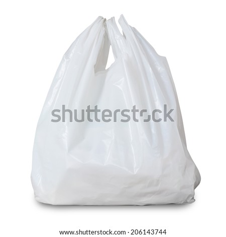 White Plastic Bag Isolated On White Background  Royalty-Free Stock Photo #206143744