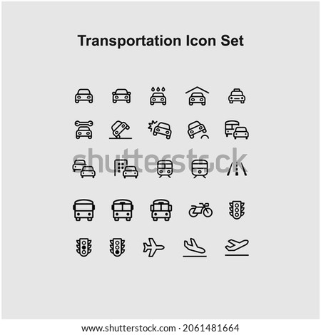 
set of transport and traffic icons with line icon style. editable stroke