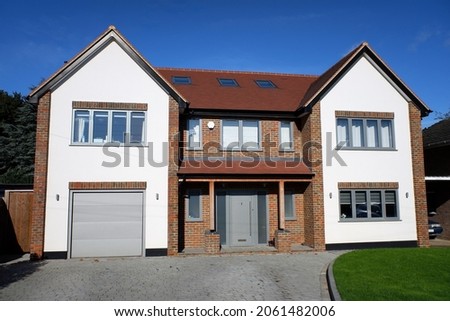 Large modern detached house with integrated garage in Rickmansworth, Hertfordshire, UK Royalty-Free Stock Photo #2061482006