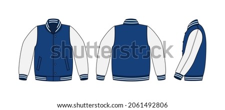 Varsity jacket ( baseball jacket )  template illustration(front,back and side )  Royalty-Free Stock Photo #2061492806