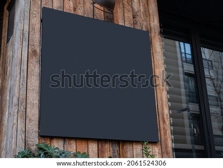 Signboard mockup, advertising template, empty frame copy space, logo and text. Modern signage flat style.