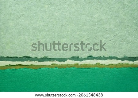 abstract landscape in green pastel tones - a collection of handmade paper sheets