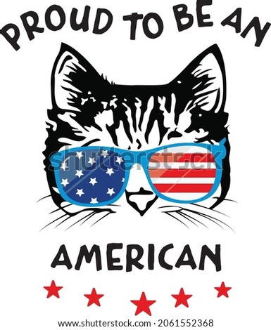Cat wear sun glass with american flag nice t-shirt design vector graphic that is ready to print