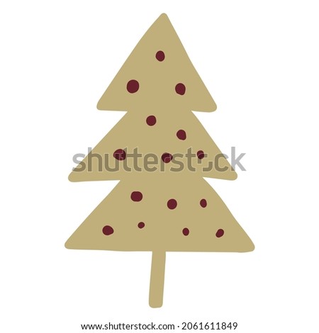 Simple minimalistic Christmas tree hand drawn childish doodle. Festive New Year, winter holiday clip art design element vector isolated on white background.