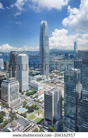 Aerial view of Hong Kong city 